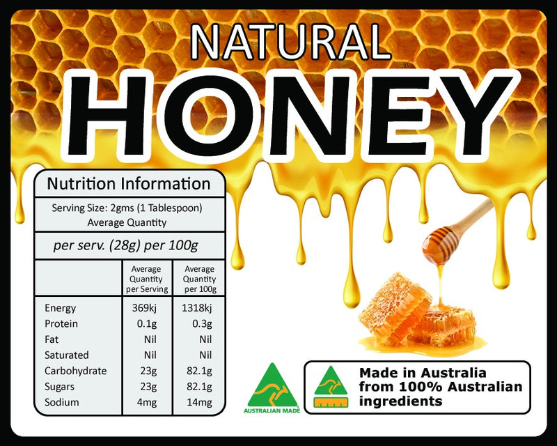Honey Container Jars Nutrition Labels