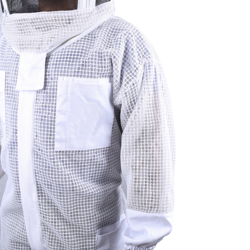 OZBEE Beekeeping Suit 3 Layer Mesh Ultra Cool Ventilated Hoodie Veil Beekeeping Protective Gear