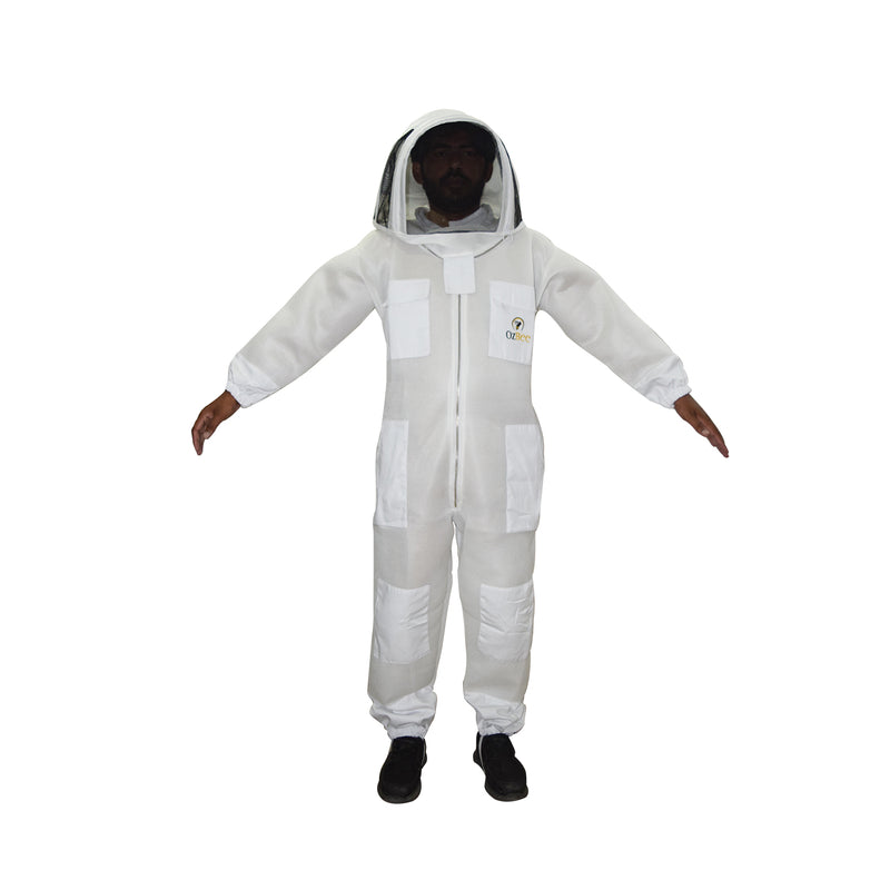 Beekeeping Starter Kit For Beekeepers With OZ Bee 2 Layer Mesh Ventilated Hoodie Viel Suit Protective Gear